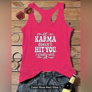 Women's Pink Graphic Tank Top L